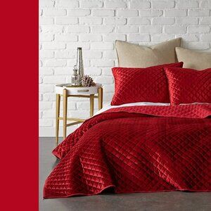 new in box 2-piece RED VELVET Levtex Home Quilted Diamond Quilt Set - Twin XL